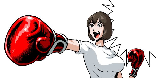 健康可爱的女人戴着拳击手套图片下载