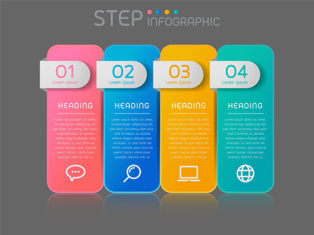 创意步骤信息图模板的展示，矢量插图。创造性的业务数据可视化。图片下载