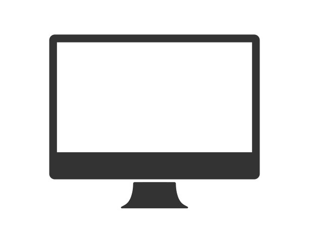 电脑显示图标，黑黑的电脑屏幕。空Led电视宽高清液晶显示器。矢量插图形象。孤立在白色背景上。图片下载