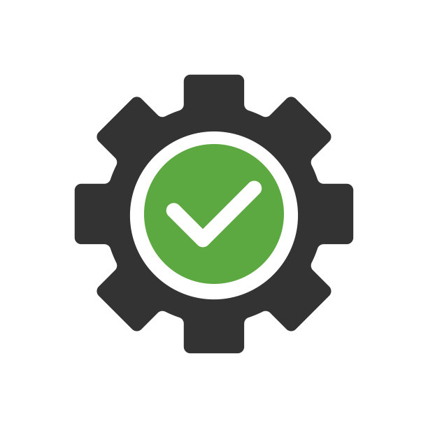 齿轮与checkmark图标设计的白色背景。矢量插图。图片下载