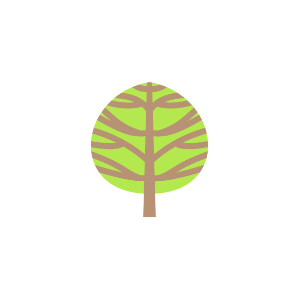 绿树彩色矢量卡通图标。图片下载