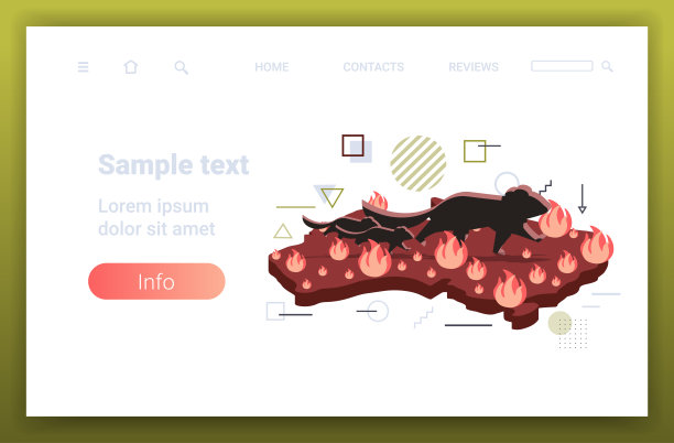 澳大利亚地图与袋獾从丛林火灾濒危动物死亡在野火自然灾害概念强烈的橙色火焰复制空间水平图片下载