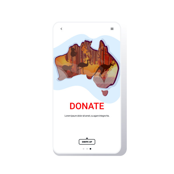 动物逃离森林大火野火丛林大火自然灾害为澳大利亚祈祷捐赠概念地图形状智能手机屏幕手机应用程序复制空间矢量插图图片下载