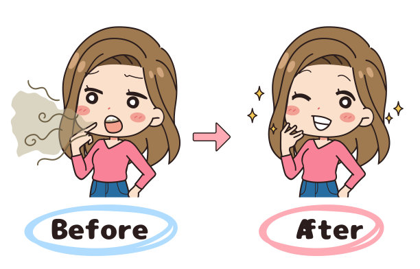 插图一套女人遭受口臭，前后上半身。图片下载