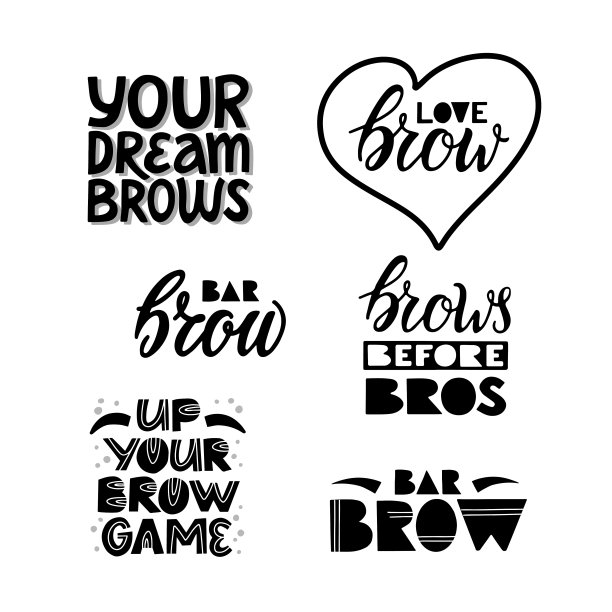 手写风格的美字套装短语为眉吧，海报，横幅，化妆室，美容院，传单。图片下载