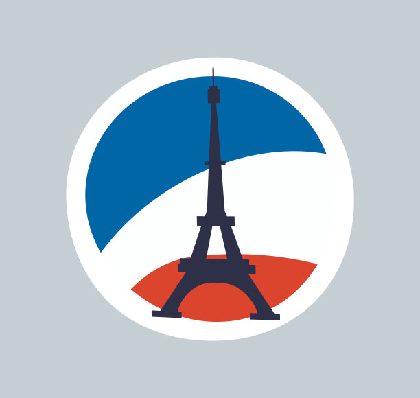 埃菲尔铁塔孤立在五颜六色的背景下图片下载