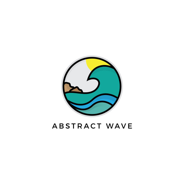 海洋海浪标志设计模板图片下载