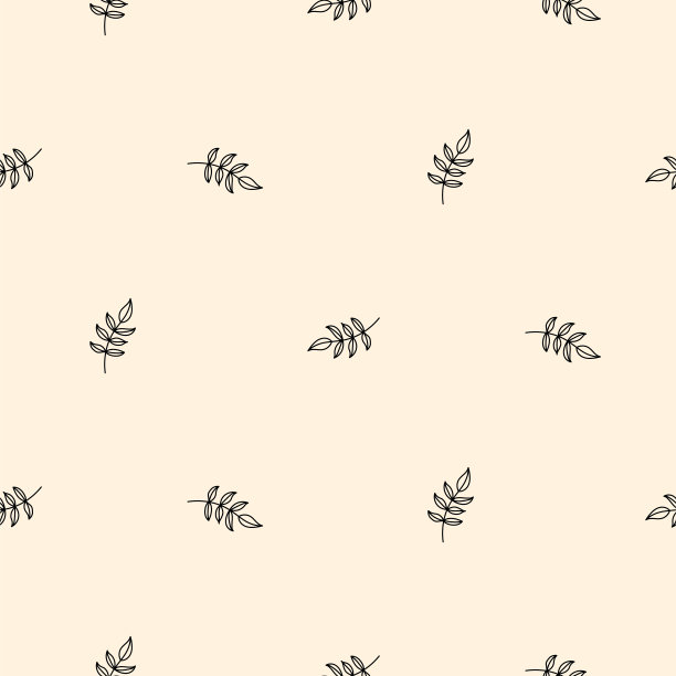 简单的涂鸦叶图案在手绘风格。自然重复线条样式的背景。图片下载