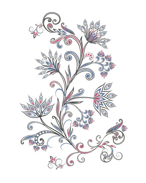 一束美妙的花。背景民族传统风格。图片下载