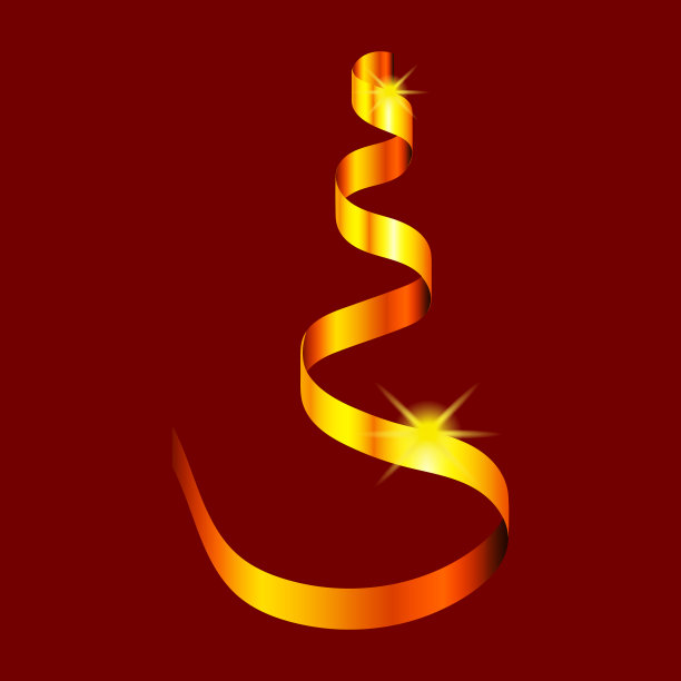 金色的缎带螺旋锥体和闪亮的星星。情人节贺卡的设计元素。用于横幅、卡片和网站的设计，用于框架。向量。图片下载