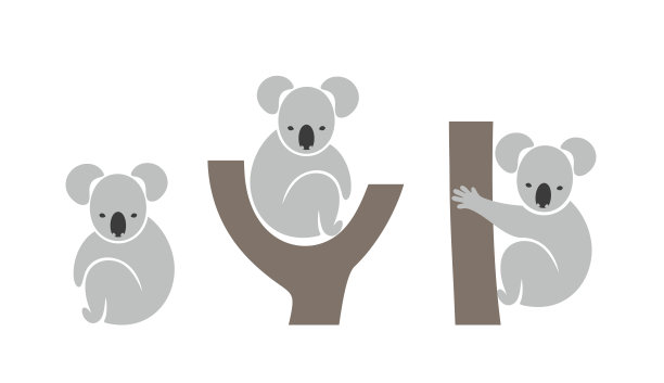 考拉的标志。孤立的考拉在白色的背景图片下载