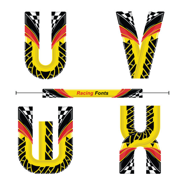 字母表赛车旗风格在一套UVWX图片下载