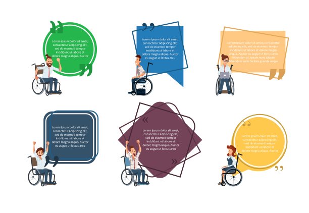 残疾人职业平面矢量横幅设置图片下载