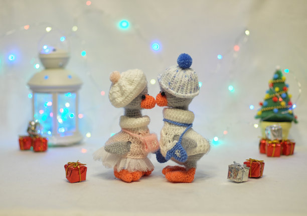 针织鹅：冬季服装玩具新年礼物图片下载