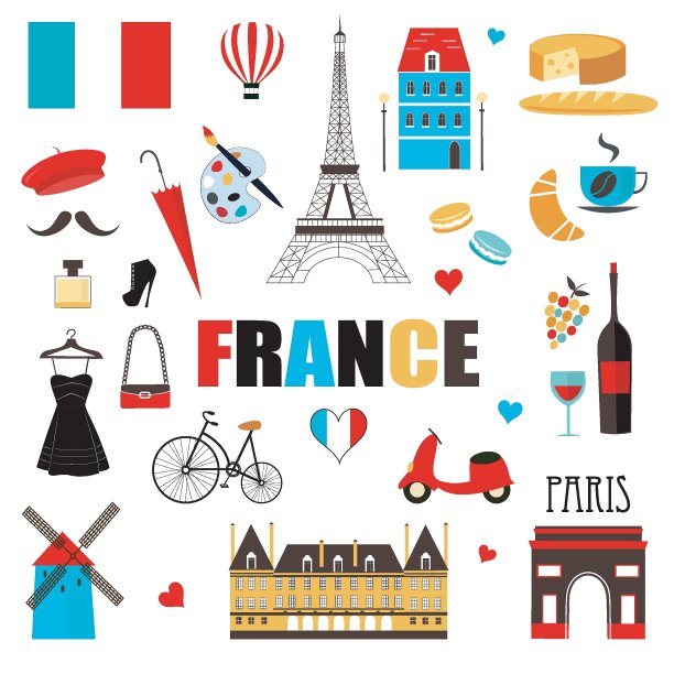 法国的符号和图标。法国的地标。图片下载