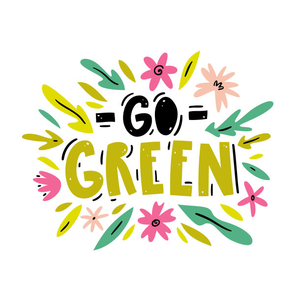 “去绿色”手写字体引用。激励生态海报。图片下载