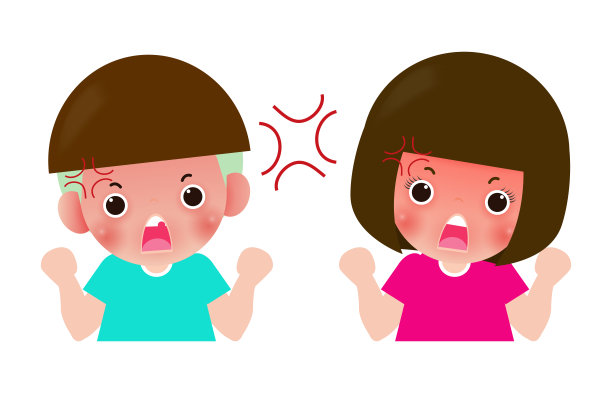 kids kids angry, Child boy and girl卡通人物孤立在白色背景矢量插图。图片下载