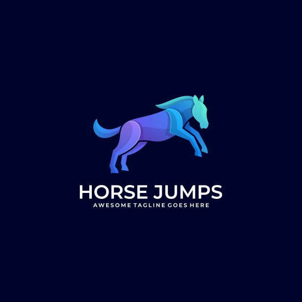 矢量插图马跳跃梯度彩色图片下载