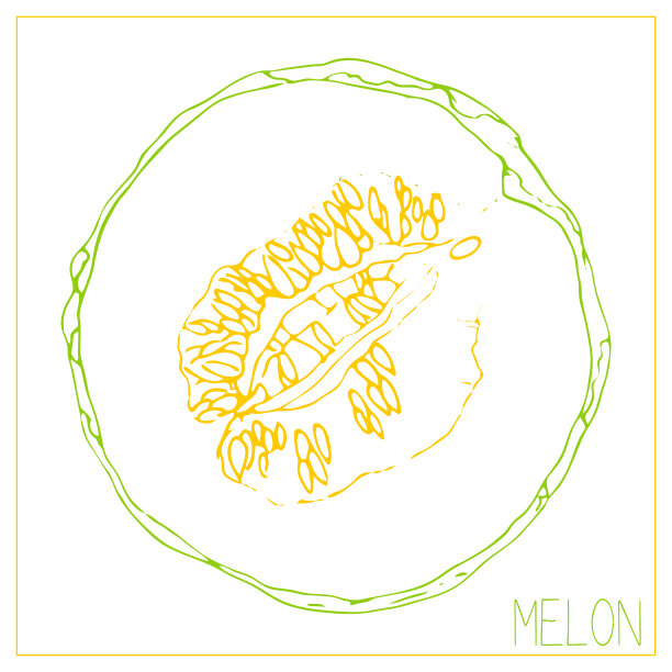 矢量剪影的瓜片。孤立的绘制水果在白色的背景。多汁健康食品设计元素。向量股票插图图片下载