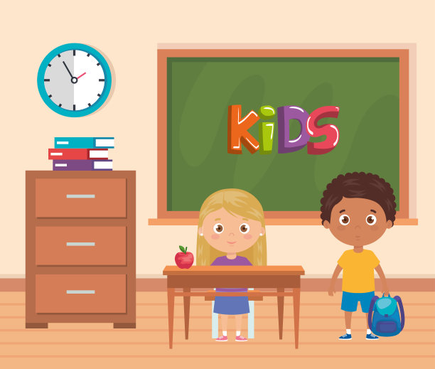 孩子们带着学习用品回到教室，回到学校素材图片