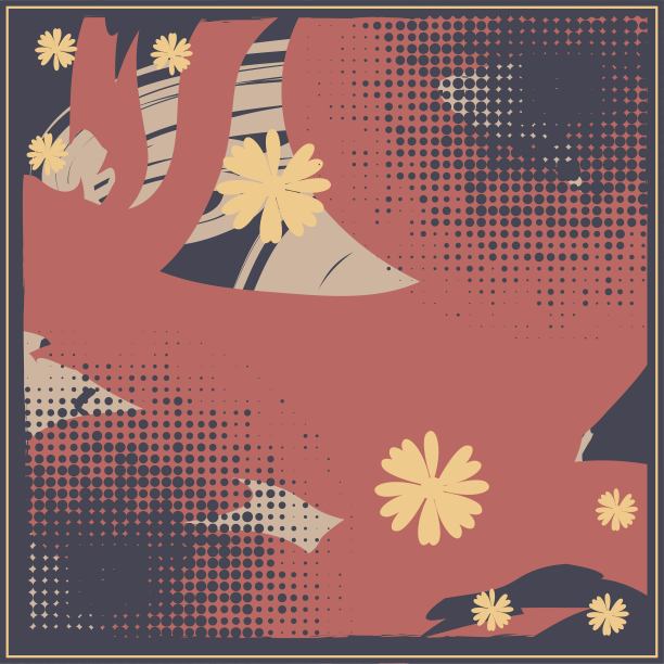 抽象的头巾和毛毯的围巾图案设计。希贾布围巾用喷墨刷和叶子印刷制作。图片下载