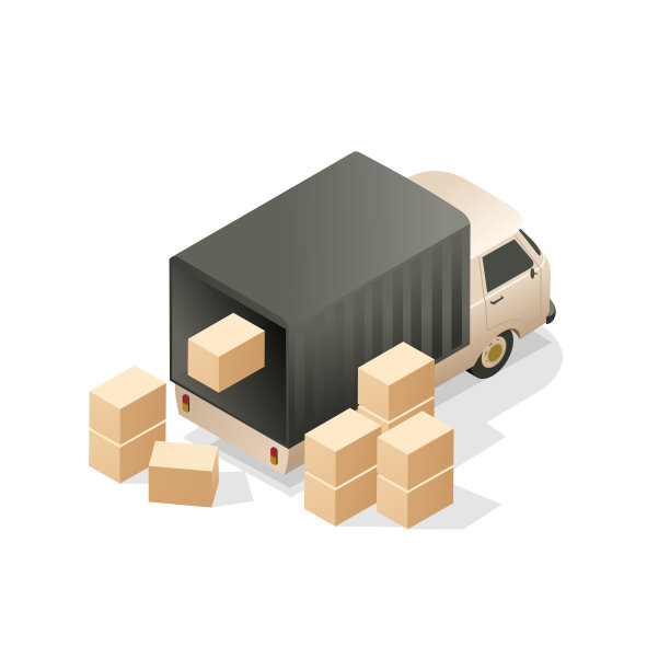 装着箱子的货车。向量图片下载