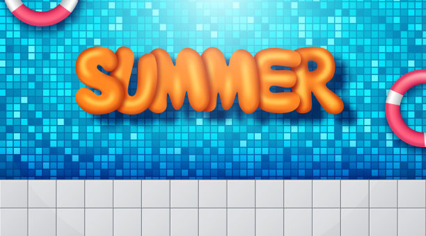 夏季矢量横幅设计的3d文字概念。矢量图图片下载