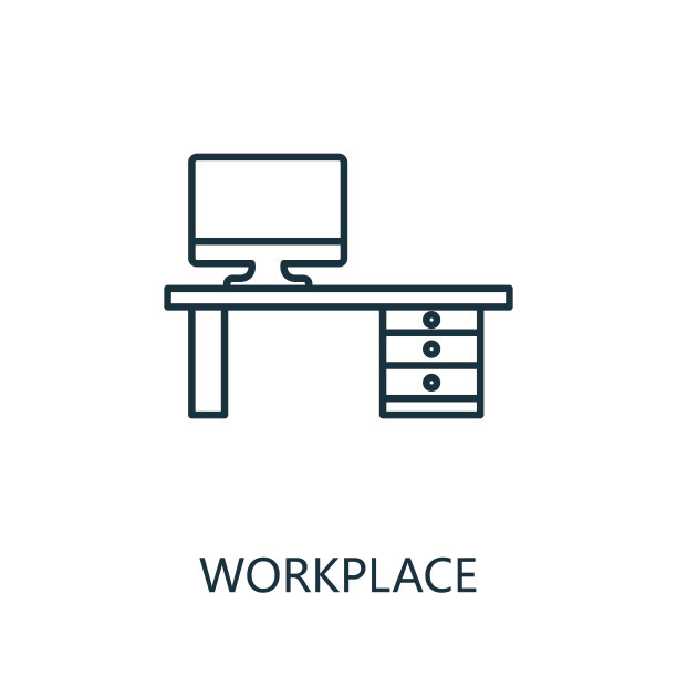 工作场所的轮廓图标。细线概念元素从生产力图标集合。创意工作场所图标的移动应用程序和网络使用图片下载