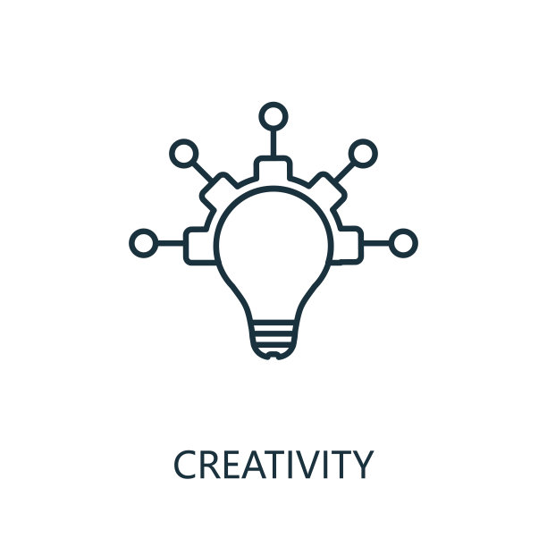 创造力轮廓图标。细线概念元素从生产力图标集合。创意图标的移动应用程序和web使用素材图片