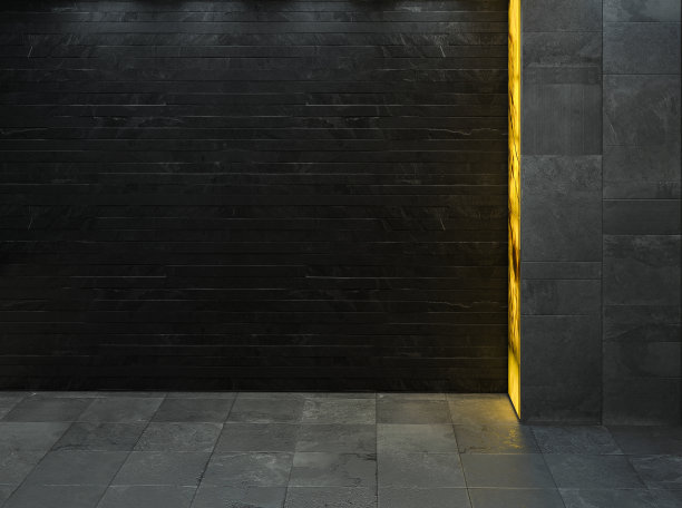 墙壁浴室内部模型背景，3D插图图片下载