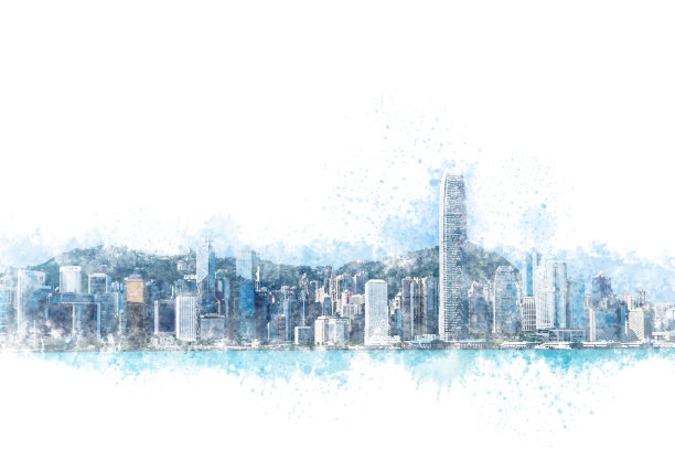 香港-水彩画图片下载