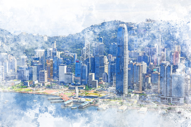 香港-水彩画图片下载