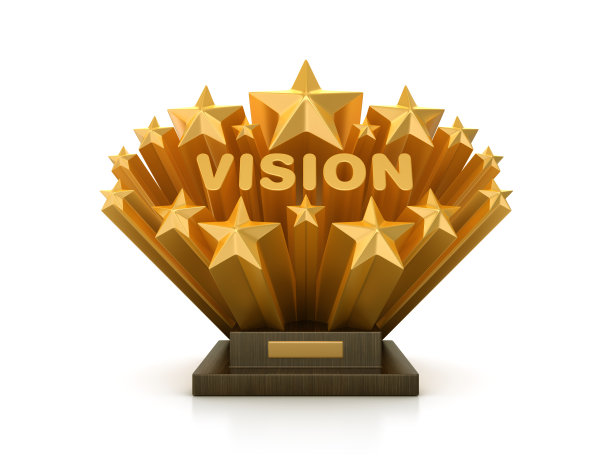 金色的星星与视觉字奖杯-黑板背景- 3D渲染图片下载