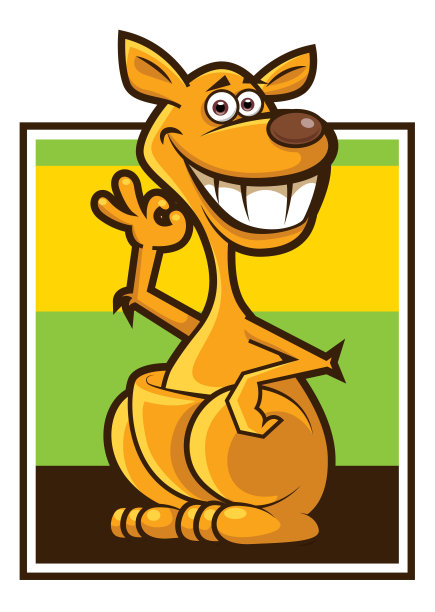 卡通可爱的袋鼠显示好手符号，矢量插图图片下载