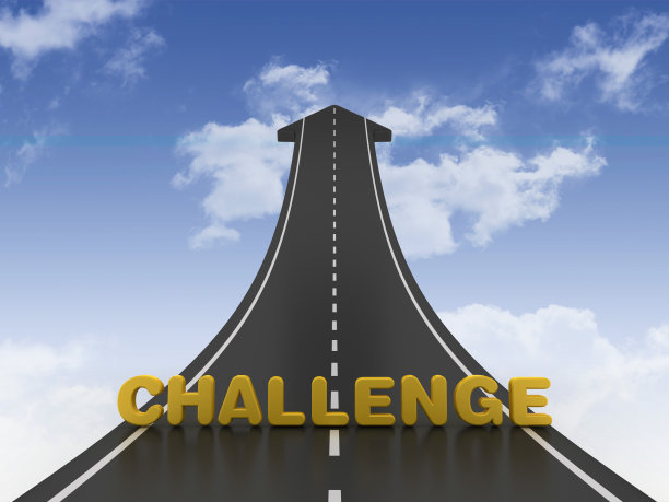 道路箭头与挑战字天空- 3D渲染图片下载