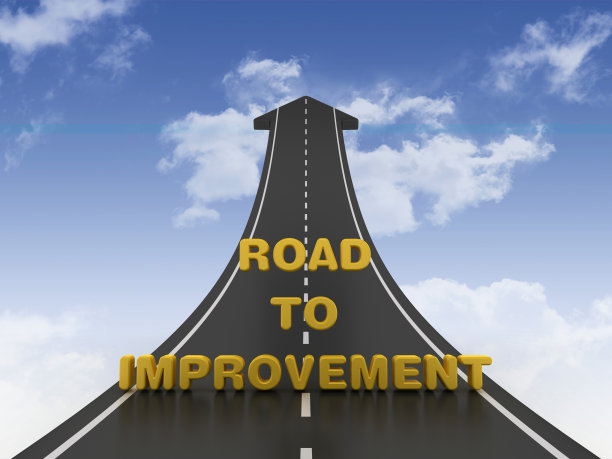 道路箭头与道路改善短语天空- 3D渲染图片下载