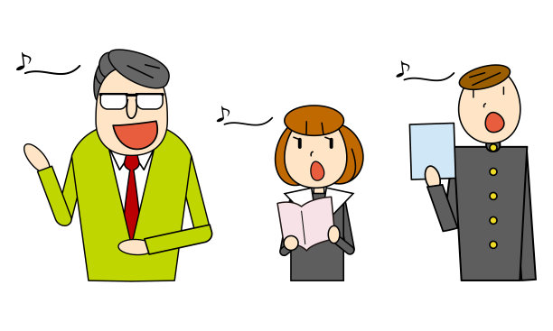 教师和学生的插图-唱歌图片下载