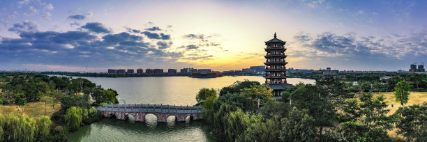 中国广东省东莞市华阳湖湿地公园航拍照片图片下载