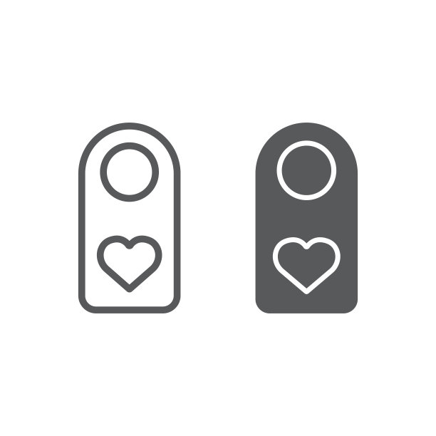 请勿打扰线和符号的图标，情人节和假日，门悬挂标志，矢量图形，一个白色背景上的线性模式，eps 10。图片下载