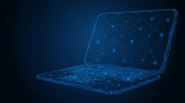 低多边形矢量插图的笔记本电脑。图片下载