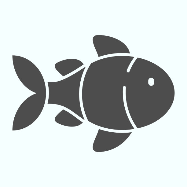 鱼坚实的图标。海鲜插图孤立在白色。鱼标志字形风格设计，专为网页和应用设计。Eps 10。图片下载