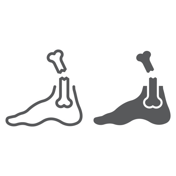 脚折线和符号图标，医疗保健，腿伤符号，矢量图形，白色背景上的线性模式。图片下载