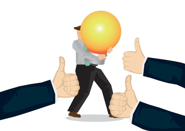 商人因为公司想出一个点子而获得赞扬。努力工作、认可或欣赏的概念。图片下载