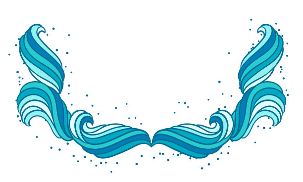 装饰框架从波浪。背景与海，河或水卷。图片下载