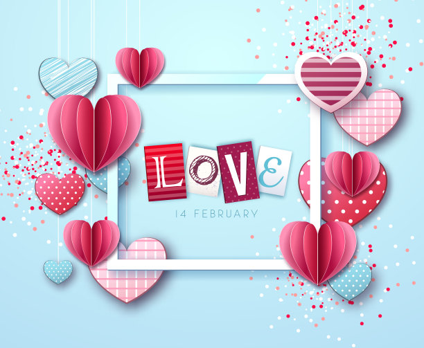 情人节快乐，以爱心为背景。图片下载