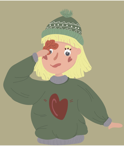 可爱的秋姑娘人物插画设计，矢量孤立，平面风格图片下载