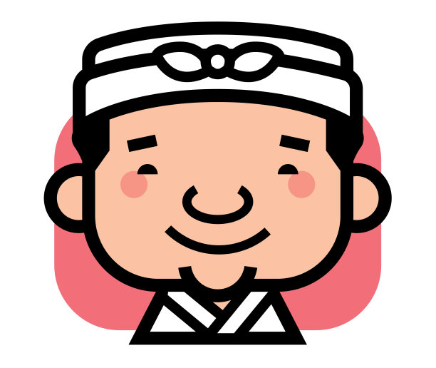 可爱的日本厨师与幸福的微笑，矢量吉祥物的人物插图图片下载