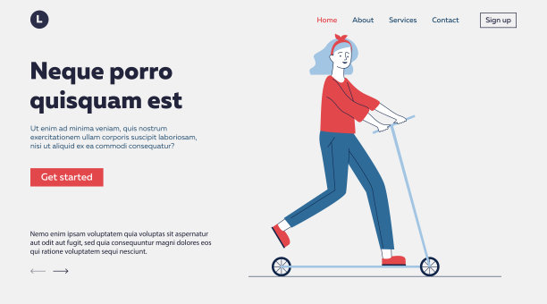 卡通女孩骑滑板车图片下载