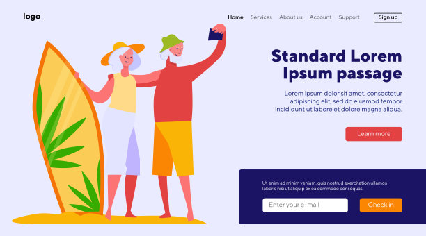 上了年纪的游客在海滩自拍素材图片