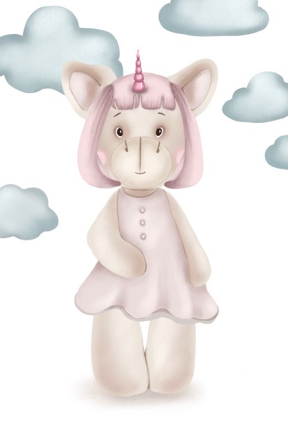 独角兽的儿童插图。贴纸的图片。图片下载
